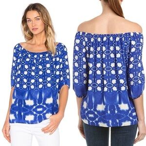 Velvet by Graham & Spencer Blue Rista Atlantis Print Top Size XS